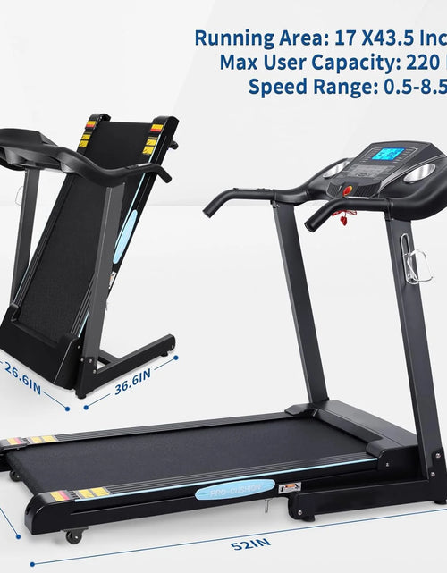 Load image into Gallery viewer, Treadmill 2.5HP Eléctrica Con 12 Niveles Auto Incline Plegable Treadmill Con Monitor LCD 220Lbs 8.5 Mph Rango De Velocidad Para Gimnasio En Casa Ejercicio Fitness
