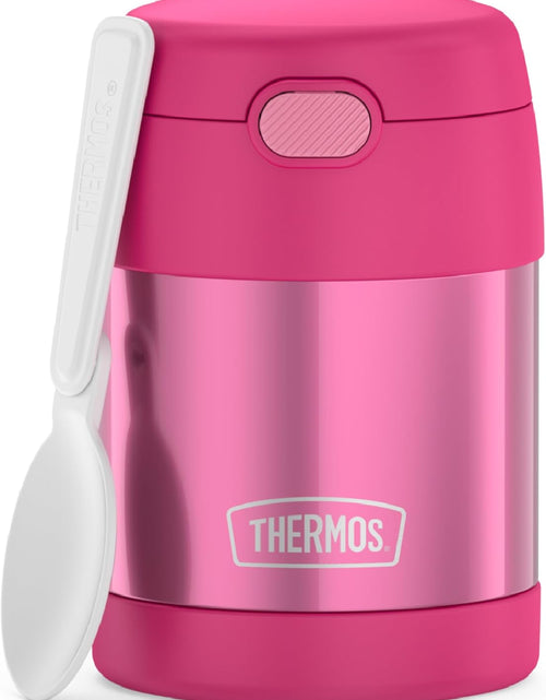 Load image into Gallery viewer, FUNTAINER 10 Ounce Stainless Steel Vacuum Insulated Kids Food Jar with Folding Spoon, Pink
