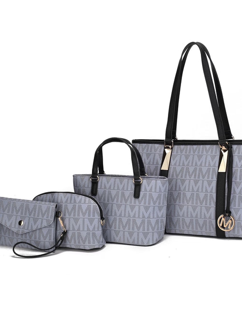Load image into Gallery viewer, by Mia K. Marimar Women'S Tote Bag with Pouch and Wristlet, Signature 4 Piece Set - Grey
