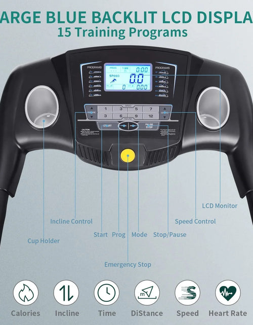 Load image into Gallery viewer, Treadmill 2.5HP Eléctrica Con 12 Niveles Auto Incline Plegable Treadmill Con Monitor LCD 220Lbs 8.5 Mph Rango De Velocidad Para Gimnasio En Casa Ejercicio Fitness
