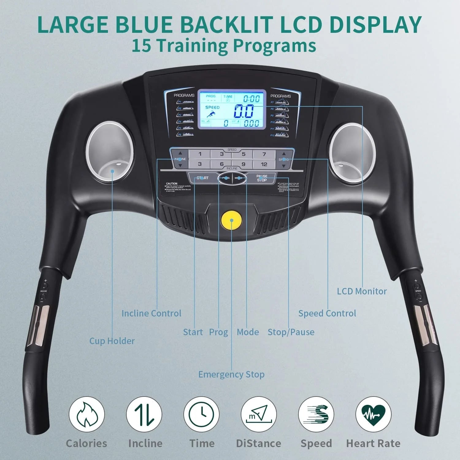Treadmill 2.5HP Eléctrica Con 12 Niveles Auto Incline Plegable Treadmill Con Monitor LCD 220Lbs 8.5 Mph Rango De Velocidad Para Gimnasio En Casa Ejercicio Fitness