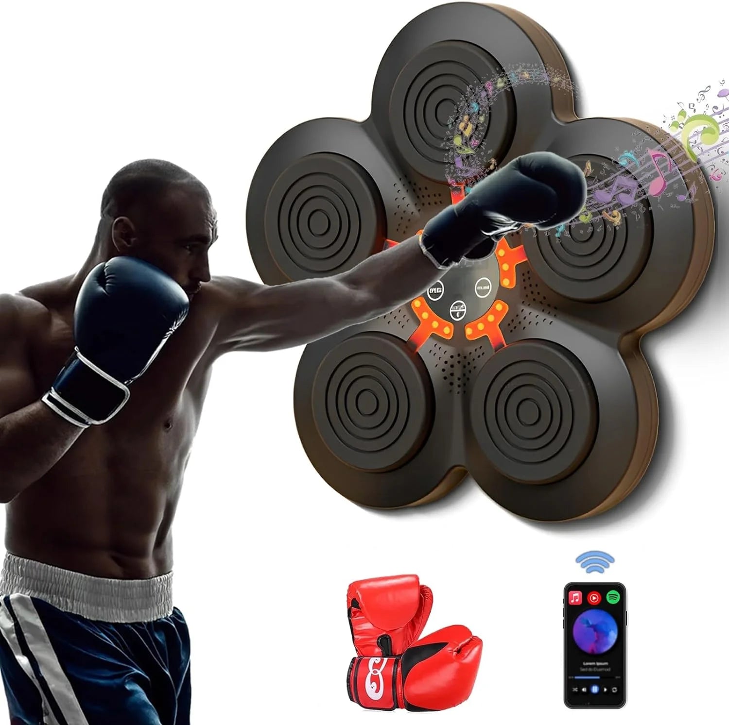 Máquina De Boxeo De Música Equipo De Entrenamiento De Boxeo Electrónico Para Entrenamiento De Velocidad Y Agilidad, Entrenador De Máquina De Boxeo Inteligente Con Guantes De Boxeo Para Entrenamientos Variados