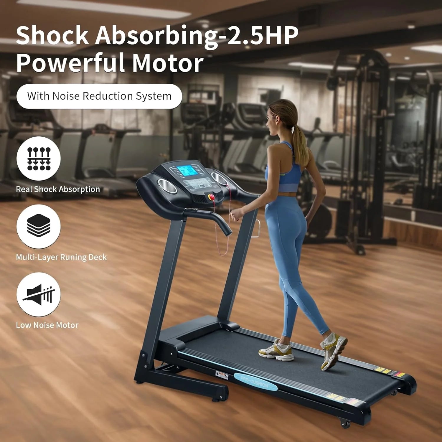 Treadmill 2.5HP Eléctrica Con 12 Niveles Auto Incline Plegable Treadmill Con Monitor LCD 220Lbs 8.5 Mph Rango De Velocidad Para Gimnasio En Casa Ejercicio Fitness