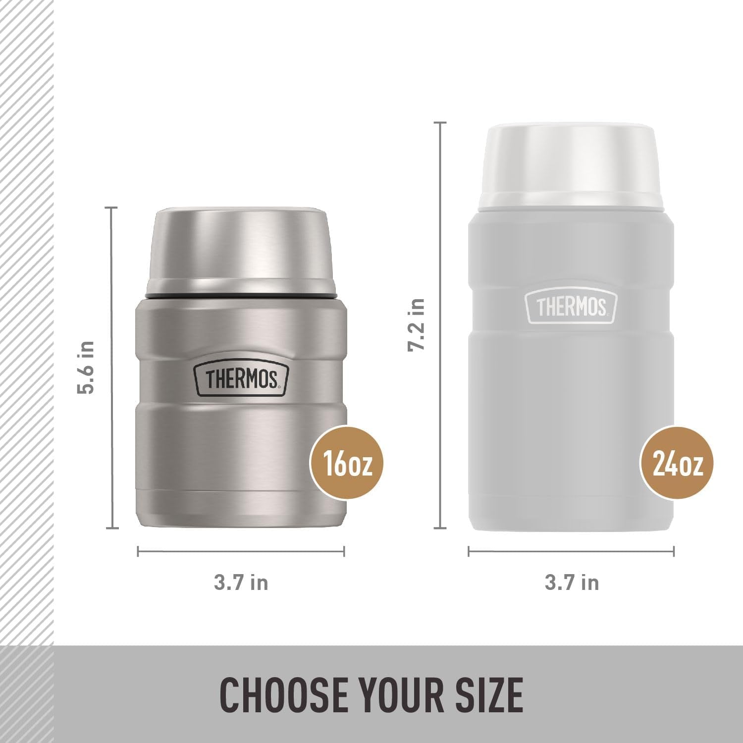 Stainless King 16 Ounce Food Jar with Folding Spoon, Stainless Steel, 16 Oz