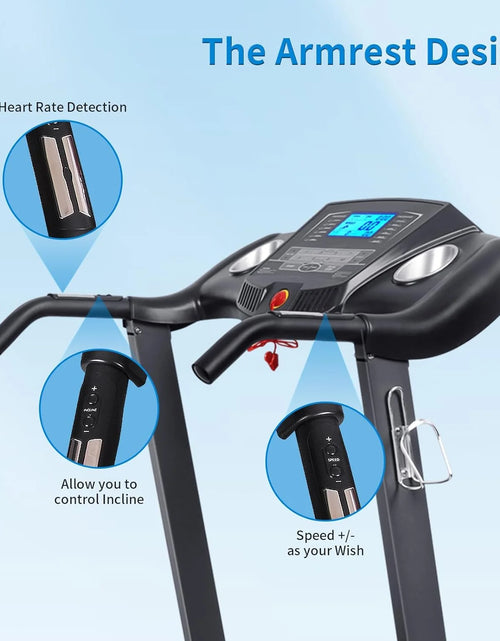 Load image into Gallery viewer, Treadmill 2.5HP Eléctrica Con 12 Niveles Auto Incline Plegable Treadmill Con Monitor LCD 220Lbs 8.5 Mph Rango De Velocidad Para Gimnasio En Casa Ejercicio Fitness

