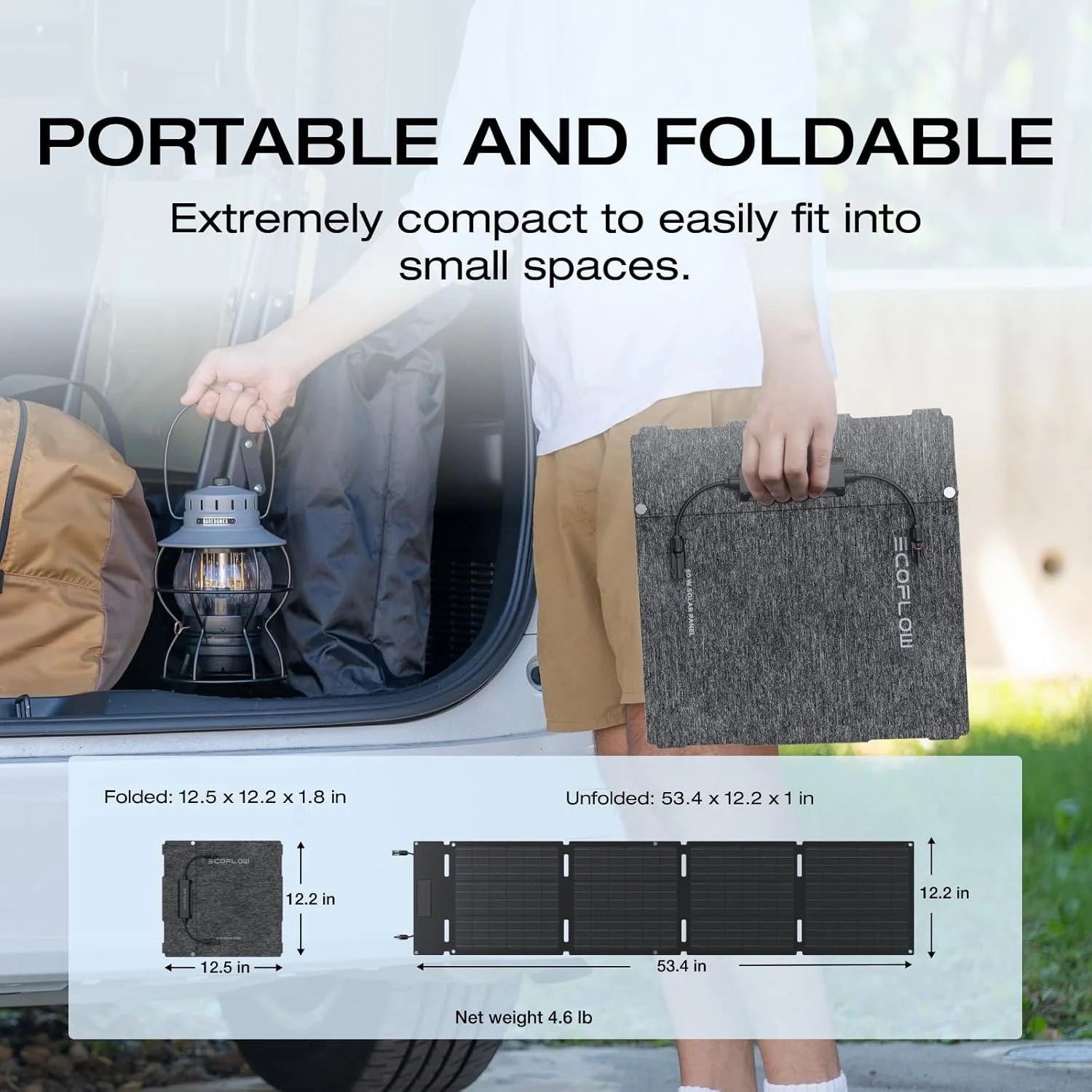 Panel Solar Portátil De 60W Para Estación De Energía, Cargador Solar Plegable Con Soporte Ajustable, Impermeable IP67 Para Acampar Al Aire Libre, RV, Sistema Sin Red