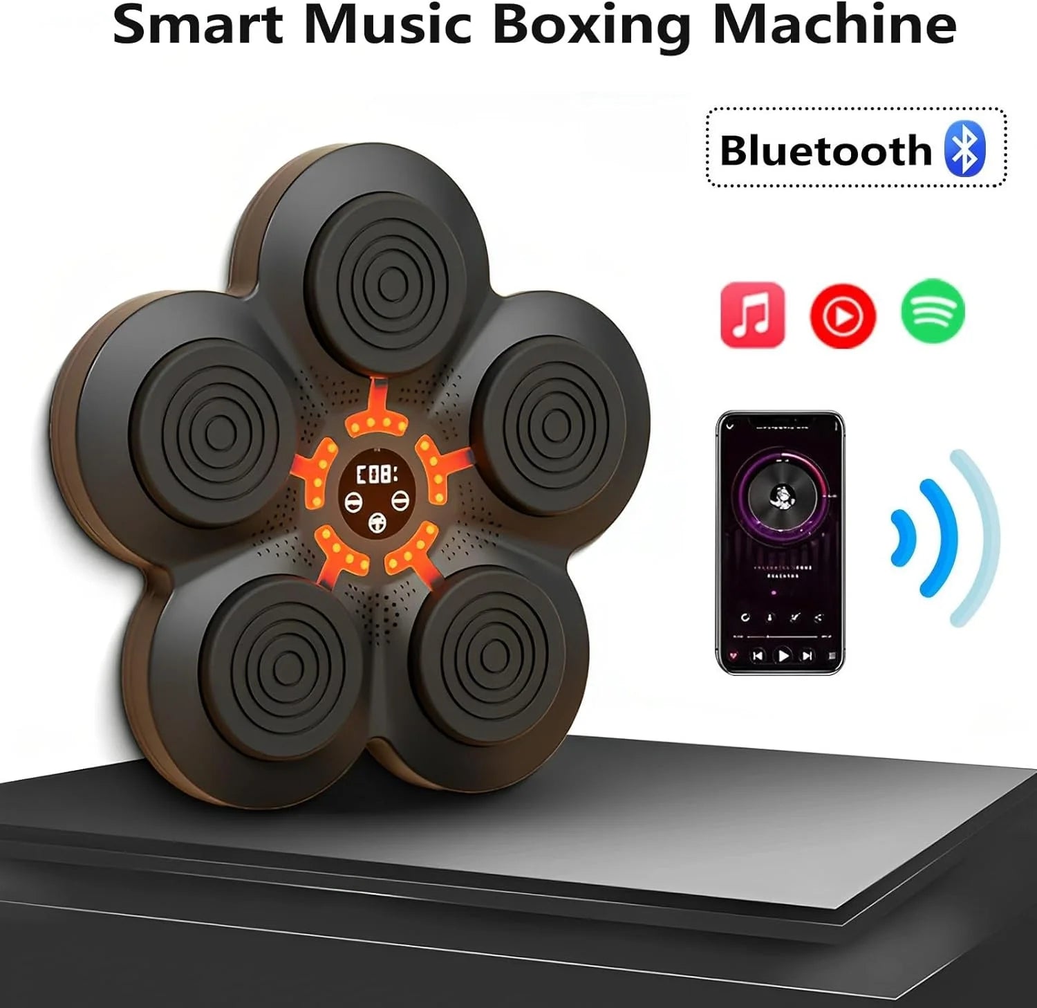 Máquina De Boxeo De Música Equipo De Entrenamiento De Boxeo Electrónico Para Entrenamiento De Velocidad Y Agilidad, Entrenador De Máquina De Boxeo Inteligente Con Guantes De Boxeo Para Entrenamientos Variados