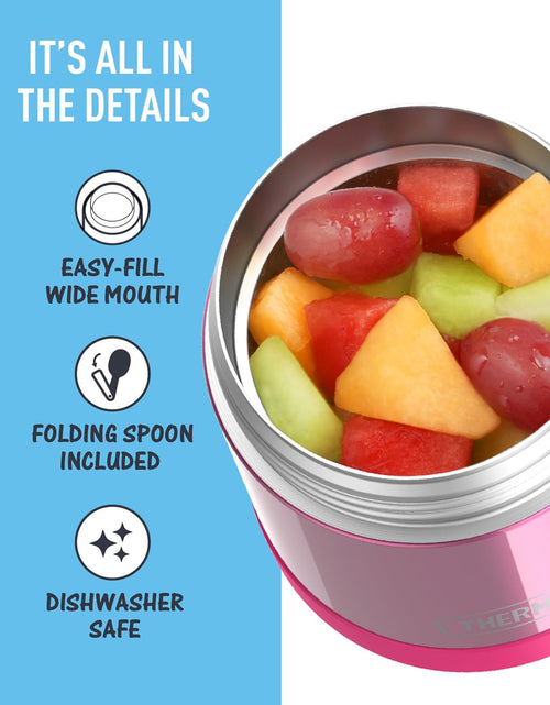 Load image into Gallery viewer, FUNTAINER 10 Ounce Stainless Steel Vacuum Insulated Kids Food Jar with Folding Spoon, Pink
