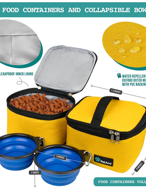 Load image into Gallery viewer, Medium Dog Travel Bag with Food Containers and Bowls, Yellow, 22 L Limit
