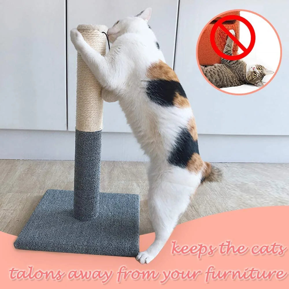 Rascador Para Gatos Con Pelota De Juguete, Fieltro Gris Y Sisal, Rascador Para Gatos