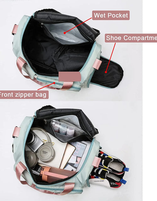 Load image into Gallery viewer, Bolsa De Gimnasio Pequeña Para Mujer, Bolsa De Lona Impermeable De Mano Para Fin De Semana Con Compartimento Para Zapatos Y Bolsillo Húmedo, Bolsa De Mano Para Viajes, Ejercicio, Deporte
