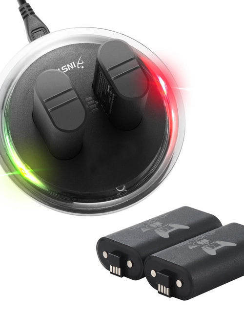 Load image into Gallery viewer, Paquete De 2 Baterías Recargables Compatibles Con Xbox Series X, Series S Y Xbox One - Incluye 2 Baterías De 2800Mah Y Estación De Carga - Indicador LED Inteligente
