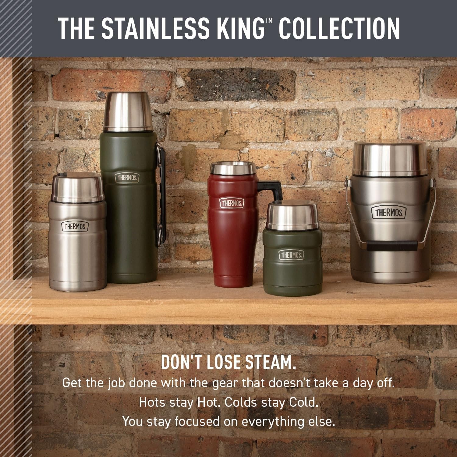 Stainless King 16 Ounce Food Jar with Folding Spoon, Stainless Steel, 16 Oz