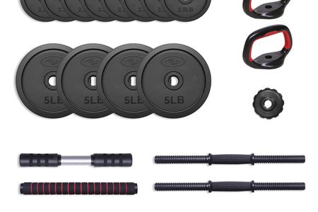 Juego De Mancuernas Ajustables 5 En 1 De 40 Lb, Ejercicios De Fitness Para Gimnasio En Casa, Negro, Orificios De 1 Pulgada Compatibles Con Barra De Tamaño Estándar