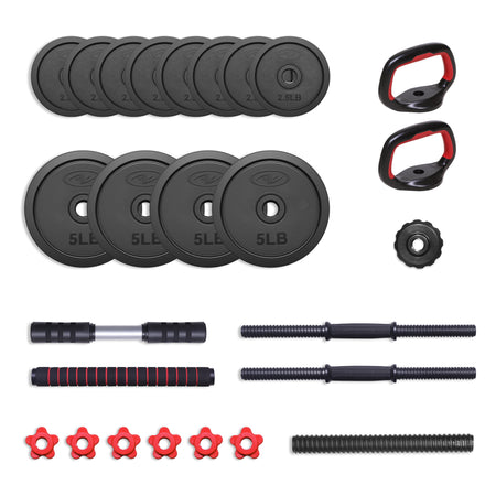 Juego De Mancuernas Ajustables 5 En 1 De 40 Lb, Ejercicios De Fitness Para Gimnasio En Casa, Negro, Orificios De 1 Pulgada Compatibles Con Barra De Tamaño Estándar