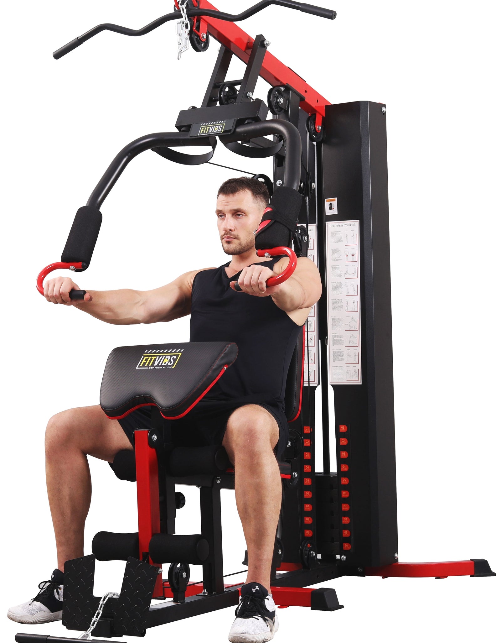 LX750 Multifunctional Full Home Gym System Workout Station with 122.5 Lbs Weight Stack, One Station, Comes with Installation Instruction Video, Ships in 5 Boxes