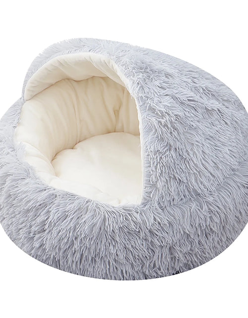 Load image into Gallery viewer, Camas Calmantes Para Perros Y Cama Cueva Para Gatos Con Funda Con Capucha, Camas Redondas Removibles Y Lavables Para Mascotas Pequeñas Y Medianas, Cama Acolchada Antideslizante De Piel Sintética Esponjosa Para Mejorar El Sueño, Se Adapta Hasta 11 Lbs
