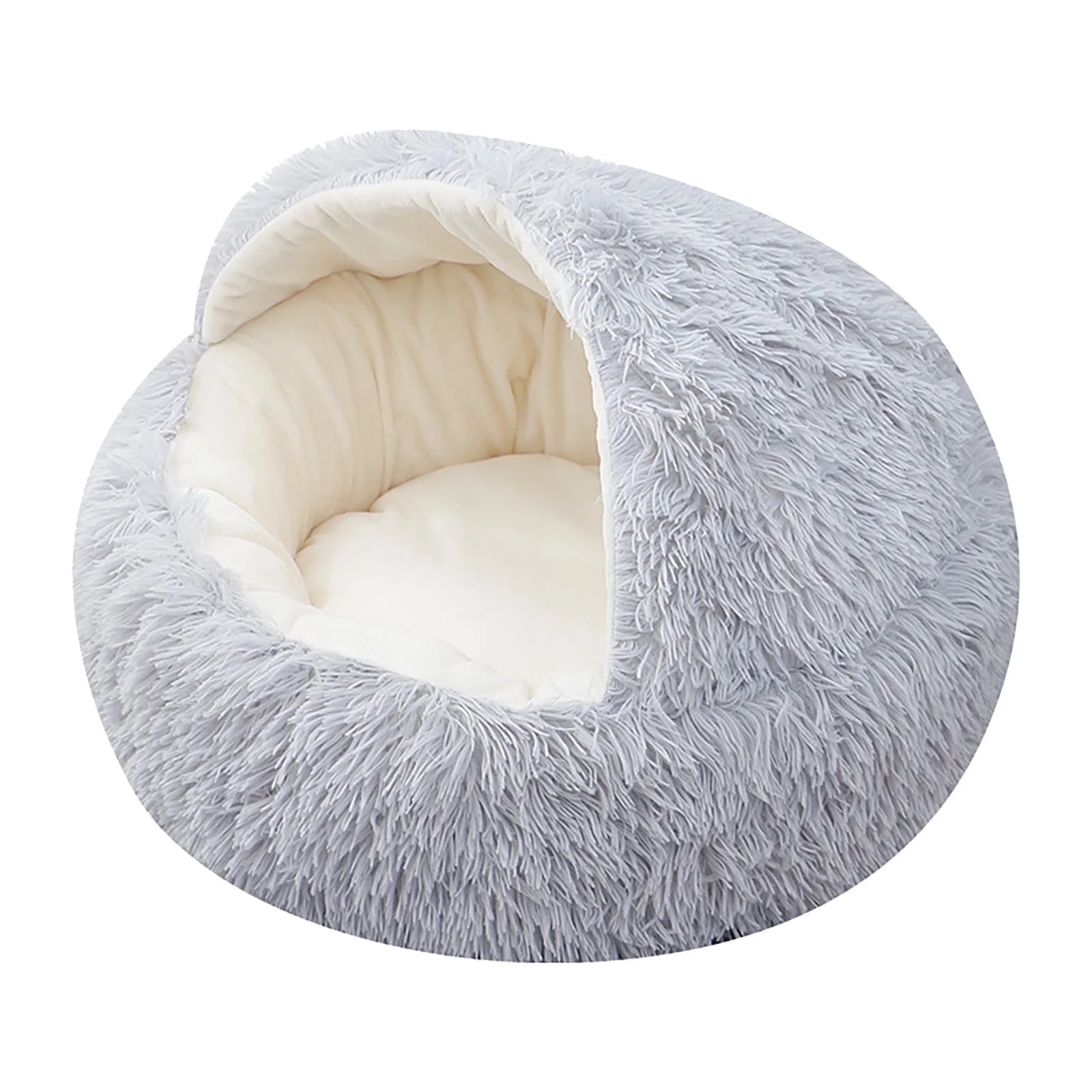 Camas Calmantes Para Perros Y Cama Cueva Para Gatos Con Funda Con Capucha, Camas Redondas Removibles Y Lavables Para Mascotas Pequeñas Y Medianas, Cama Acolchada Antideslizante De Piel Sintética Esponjosa Para Mejorar El Sueño, Se Adapta Hasta 11 Lbs