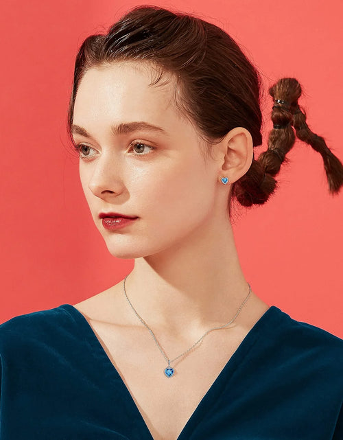 Load image into Gallery viewer, December Synthetic Turquoise Birthstone Necklaces Women Pure 925 Sterling Silver Love Heart Pendant Mother'S Day Gifts for Wife Mom Daughter
