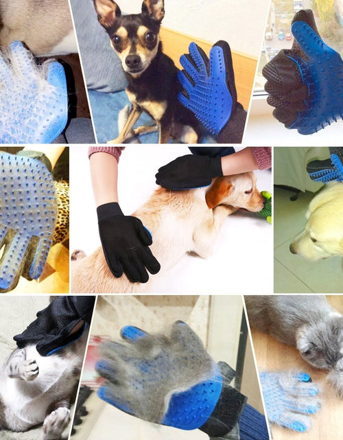 Load image into Gallery viewer, Pet Grooming Gloves Brush Dog Cat Hair Remover Mitt Massage Deshedding 1 Pair Blue
