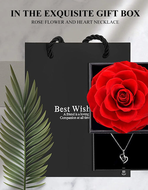 Load image into Gallery viewer, Rosa Roja Real Preservada Con Collar I Love You En 100 Idiomas - Flores Eternas Regalos De Rosas Para Mamá Esposa Novia Ella En Navidad Día De San Valentín Día De La Madre Aniversario Regalos De Cumpleaños Para Mujer

