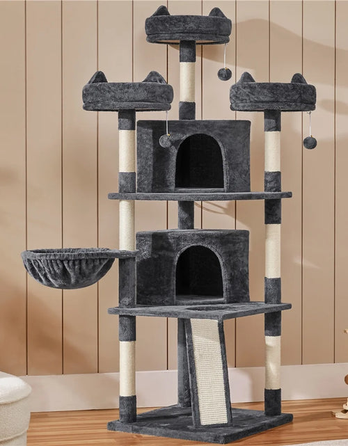 Load image into Gallery viewer, 69In Large Cat Tree Tower with Condos &amp; Scratching Board, Dark Gray
