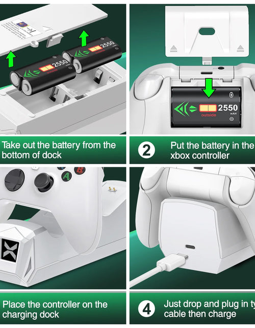 Load image into Gallery viewer, Xbox Controller Charger Station with 2 X5520Mwh Rechargeable Battery Pack for Xbox Series X|S, Xbox One, One S, One X &amp; Elite Controllers
