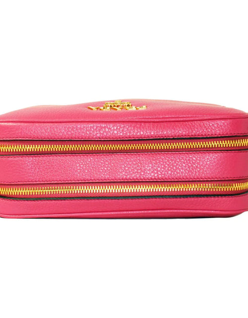 Load image into Gallery viewer, New  Peonia Pink Vitello Phenix Leather Double Zip Crossbody 1BH079
