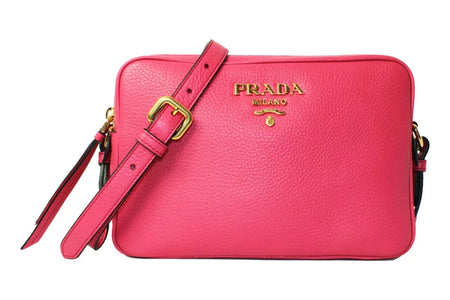 New  Peonia Pink Vitello Phenix Leather Double Zip Crossbody 1BH079