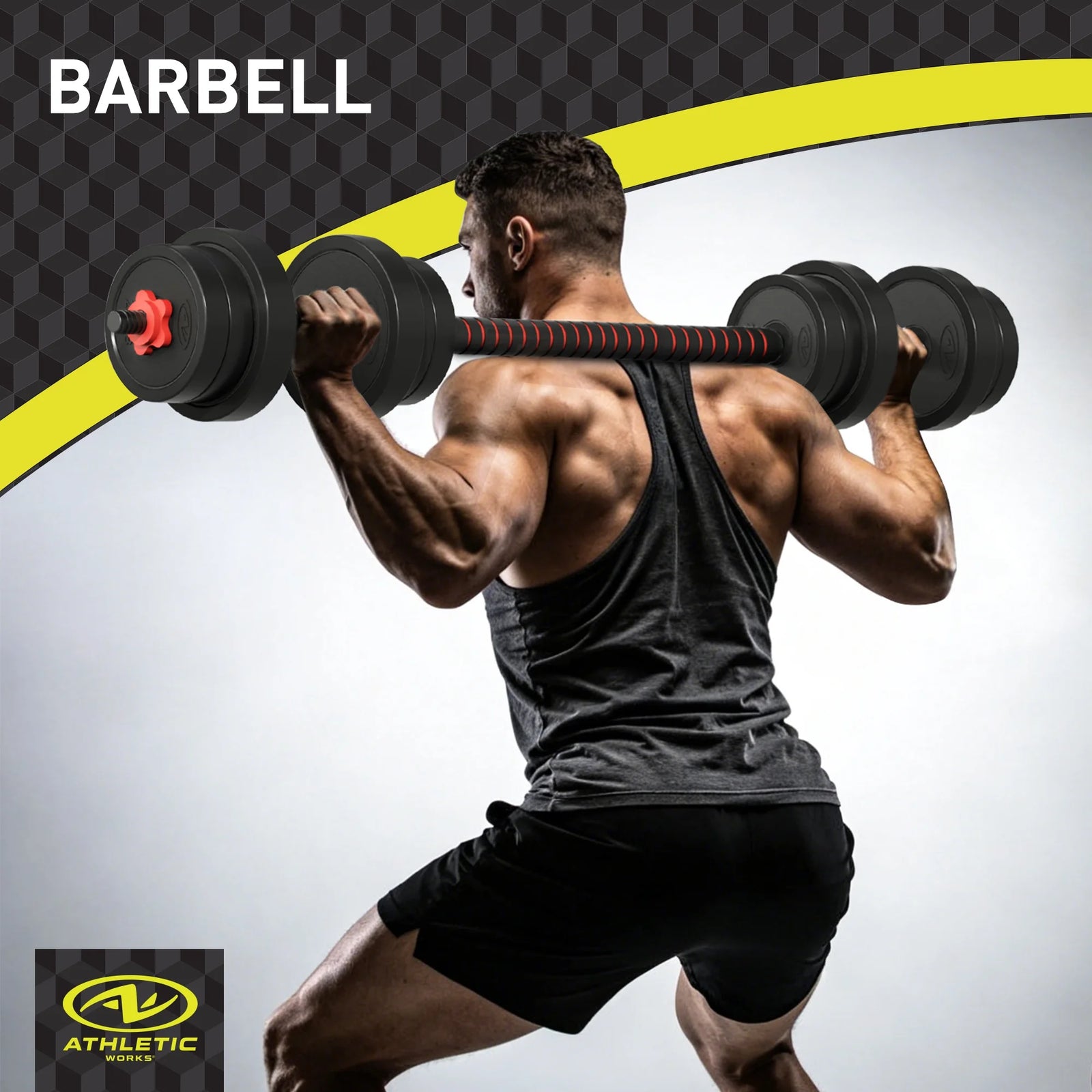 Juego De Mancuernas Ajustables 5 En 1 De 40 Lb, Ejercicios De Fitness Para Gimnasio En Casa, Negro, Orificios De 1 Pulgada Compatibles Con Barra De Tamaño Estándar