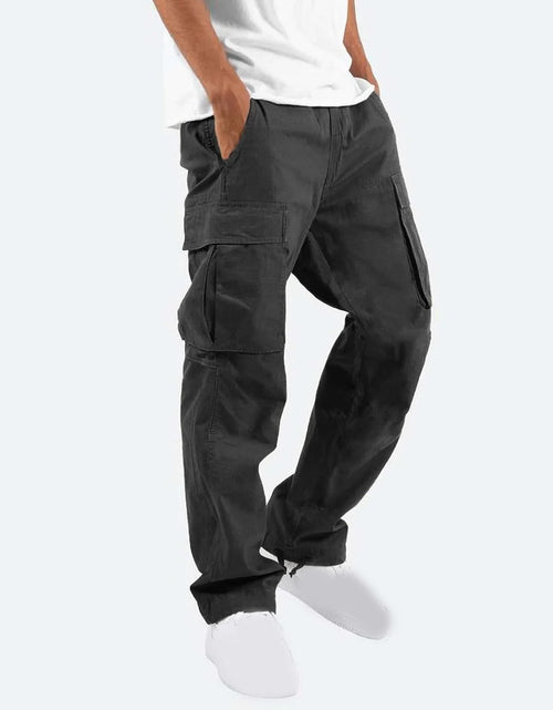 Load image into Gallery viewer, Pantalones Pantalones Largos Para Hombre Sólido 2025 Casual Múltiples Bolsillos Al Aire Libre Tipo Recto Pantalones De Fitness Pantalones Cargo Pantalones Gris

