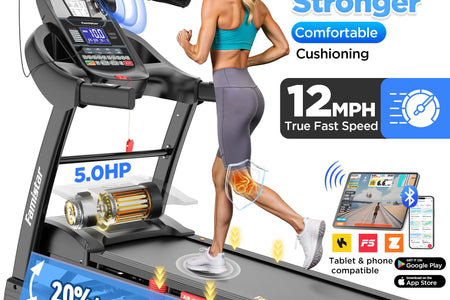 Caminadora Plegable De 5.0HP Para El Hogar Con 20 Inclinaciones Automáticas, Aplicación Inteligente, 300Lbs, Altavoces Bluetooth Hifi, 64 Programas, Velocidad De 12MPH, Máquina De Correr Eléctrica Plegable, Correa Para La Rodilla, Regalo