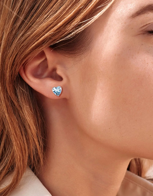 Load image into Gallery viewer, Silver Earrings for Women 925 Sterling Silver Heart Birthstone Stud Earrings Birthday Jewelry Gift
