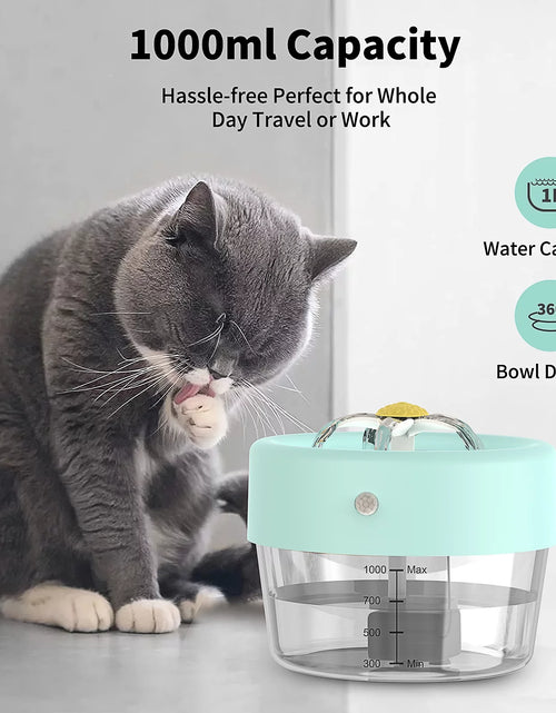 Load image into Gallery viewer, Fuente De Agua Para Gato, Fuente De Agua Para Mascotas Con Batería De 1000Mah. Fuente Automática Para Beber Mascotas, Fuente Para Gato Azul 35 Oz
