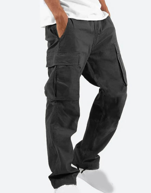 Load image into Gallery viewer, Pantalones Pantalones Largos Para Hombre Sólido 2025 Casual Múltiples Bolsillos Al Aire Libre Tipo Recto Pantalones De Fitness Pantalones Cargo Pantalones Gris
