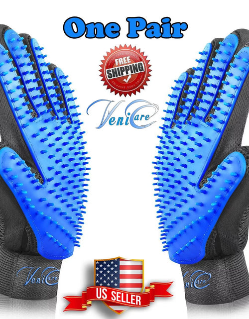 Load image into Gallery viewer, Pet Grooming Gloves Brush Dog Cat Hair Remover Mitt Massage Deshedding 1 Pair Blue
