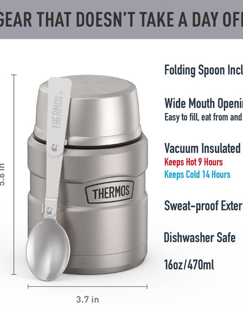 Load image into Gallery viewer, Stainless King 16 Ounce Food Jar with Folding Spoon, Stainless Steel, 16 Oz
