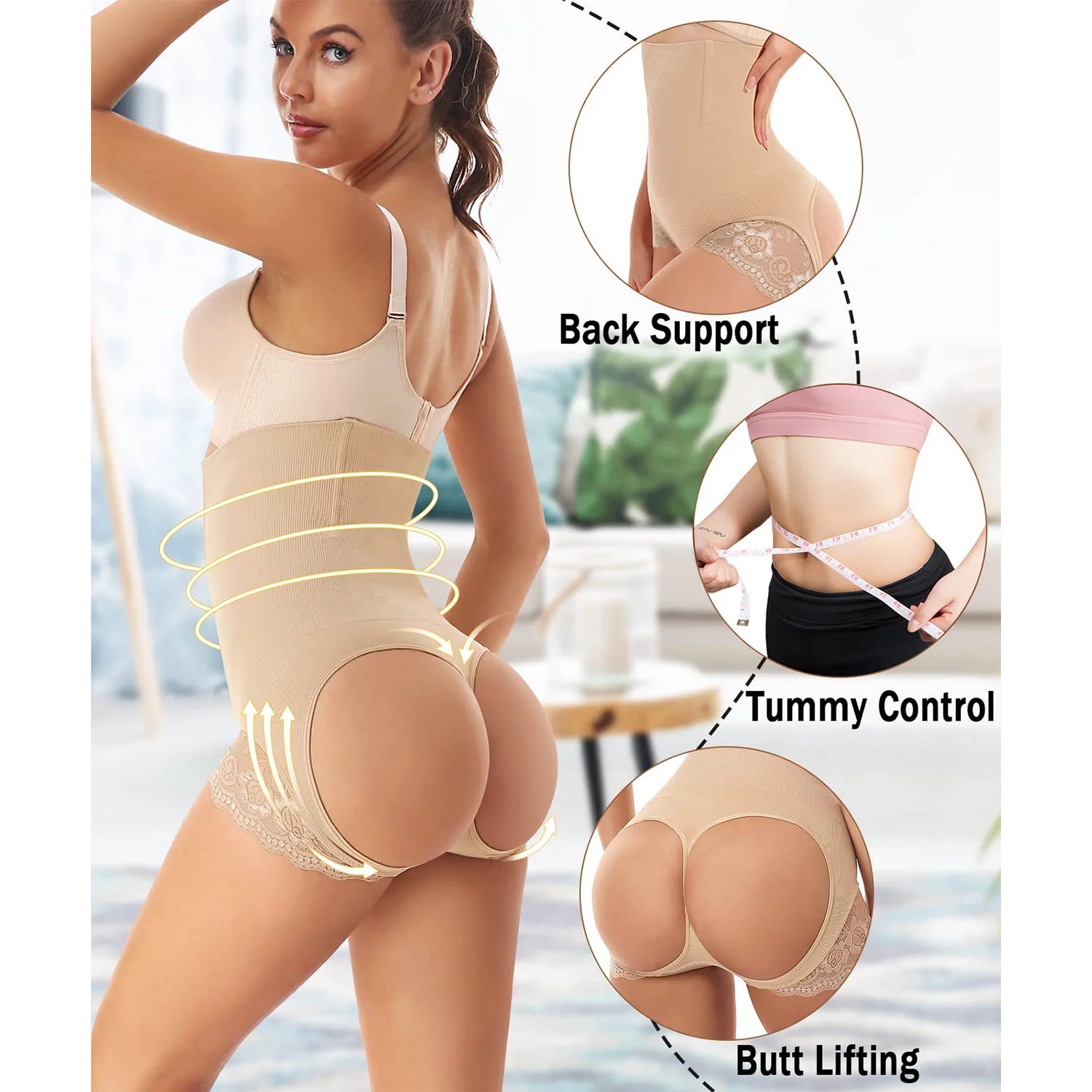 Faja Levantadora De Glúteos Para Mujer, Bragas Levantadoras De Abdomen, Faja Levantadora De Glúteos, Moldeador De Cintura Con Levantamiento De Glúteos Más Grande