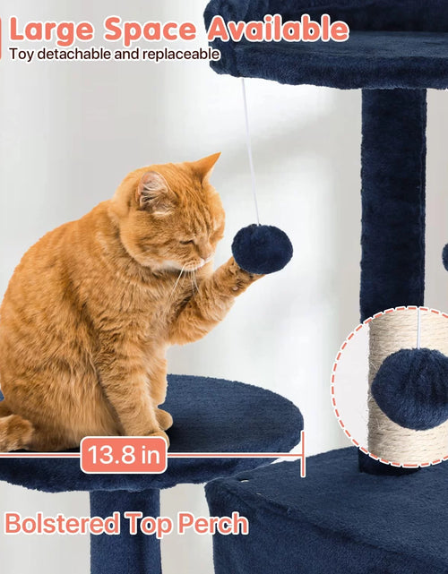 Load image into Gallery viewer, Torre De Juego Cat Tree De 54 in Con Doble Condominio, Poste Rascador Y Percha Para Interiores, Azul Marino
