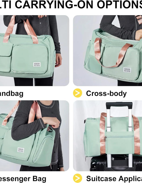 Load image into Gallery viewer, Bolsa De Gimnasio Pequeña Para Mujer, Bolsa De Lona Impermeable De Mano Para Fin De Semana Con Compartimento Para Zapatos Y Bolsillo Húmedo, Bolsa De Mano Para Viajes, Ejercicio, Deporte

