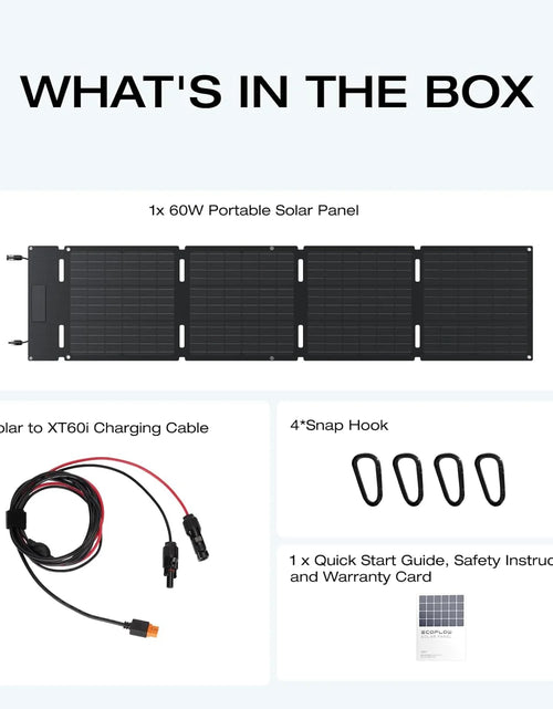 Load image into Gallery viewer, Panel Solar Portátil De 60W Para Estación De Energía, Cargador Solar Plegable Con Soporte Ajustable, Impermeable IP67 Para Acampar Al Aire Libre, RV, Sistema Sin Red
