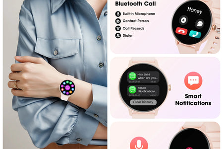 Reloj Inteligente (Responder/Marcar Llamada), Rastreador De Actividad Física Con Pantalla Táctil De 1.39" Y Modos Deportivos, Smartwatch Con Impermeabilidad IP68, Reloj Con Contador De Pasos Compatible Con Android (Rosa)