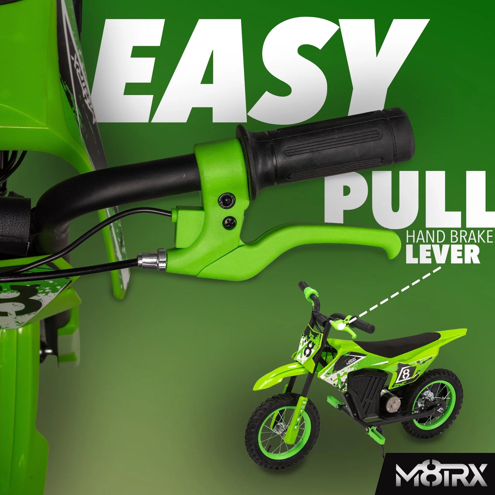 M8TRX Moto De Cross Eléctrica Para Niños Mini Verde De 12V, Motocicleta De Juguete a Batería, Para Niños De 5 Años En Adelante