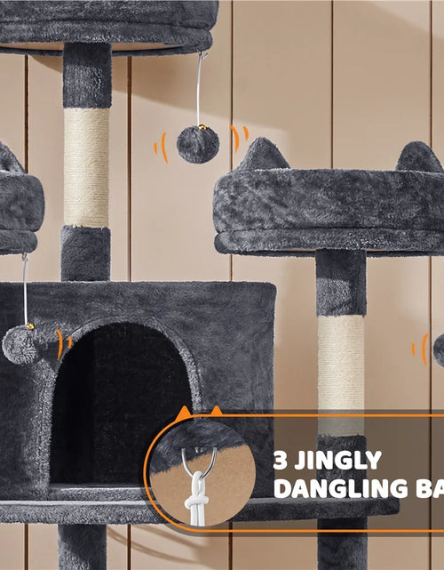 Load image into Gallery viewer, 69In Large Cat Tree Tower with Condos &amp; Scratching Board, Dark Gray
