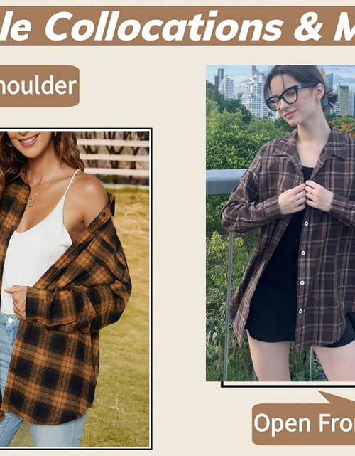 Load image into Gallery viewer, Camisas De Franela a Cuadros Para Mujer, Camisas De Manga Larga Y Botones, Blusas Y Tops
