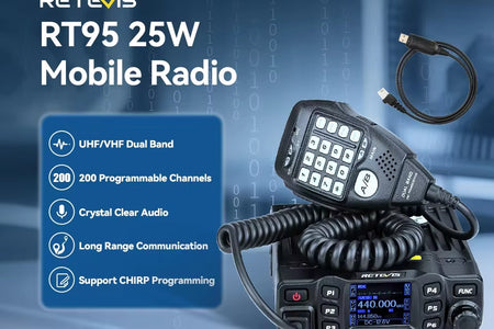 RT95 Mobile Ham Radio Two-Way Car Radio VHF UHF Dual Band Mobile Radio Station Transceiver Base Station for Camping