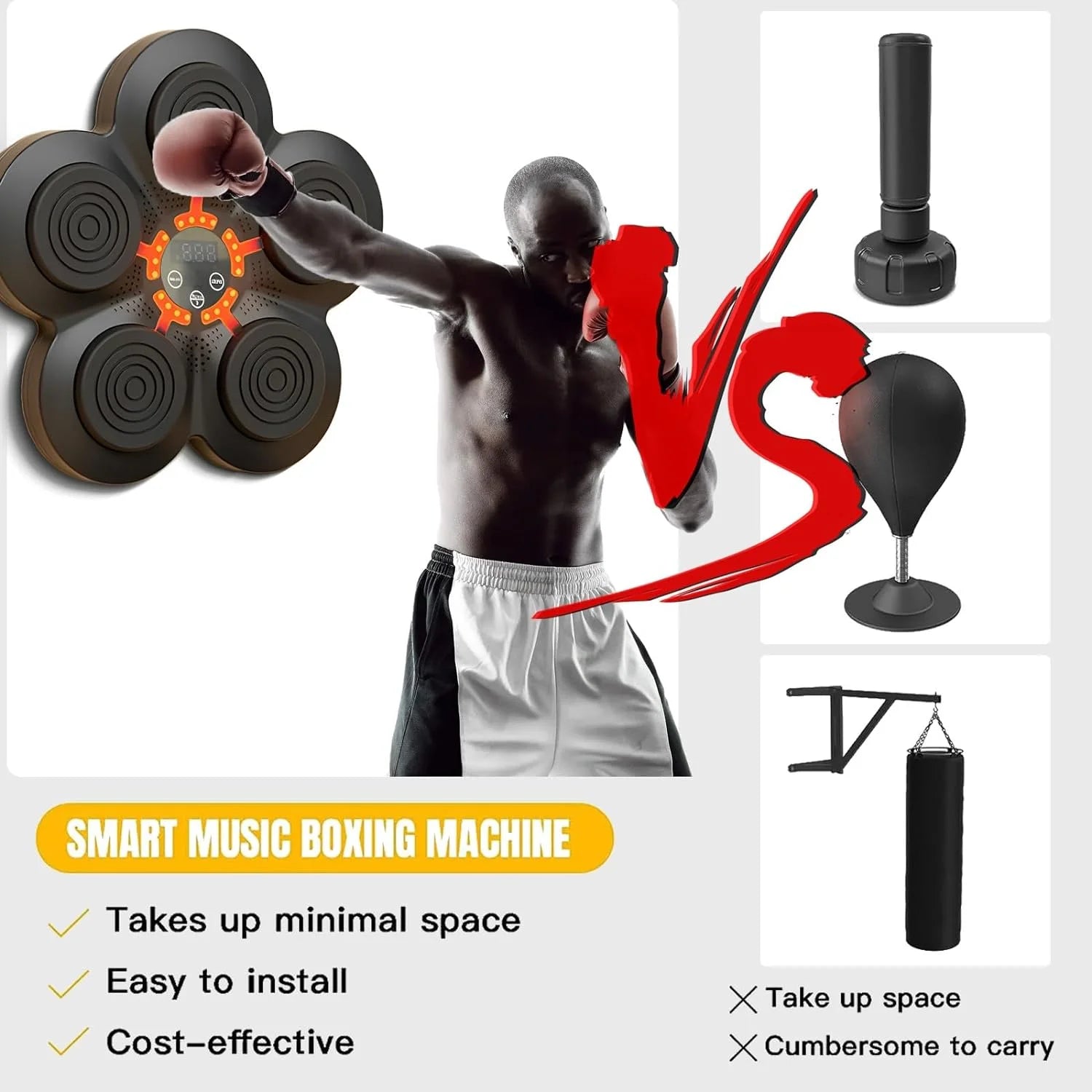 Máquina De Boxeo De Música Equipo De Entrenamiento De Boxeo Electrónico Para Entrenamiento De Velocidad Y Agilidad, Entrenador De Máquina De Boxeo Inteligente Con Guantes De Boxeo Para Entrenamientos Variados