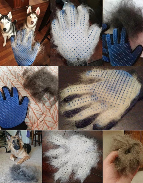 Load image into Gallery viewer, Pet Grooming Gloves Brush Dog Cat Hair Remover Mitt Massage Deshedding 1 Pair Blue
