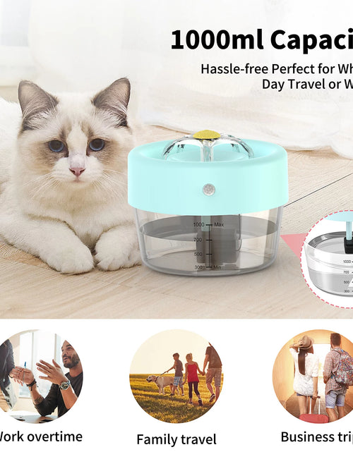 Load image into Gallery viewer, Fuente De Agua Para Gato, Fuente De Agua Para Mascotas Con Batería De 1000Mah. Fuente Automática Para Beber Mascotas, Fuente Para Gato Azul 35 Oz
