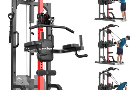 Home Gym Machine - High/Low Pulley System for Lat Pulldown, Row & Back Workout, with Leg Support | All-In-One Strength Training Equipment for Home Gym